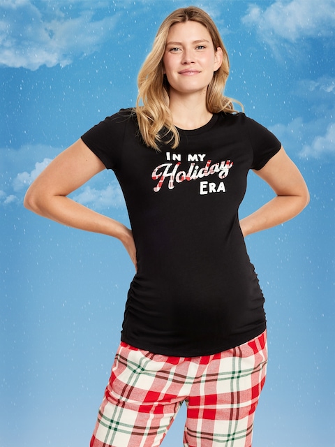 T-shirt de pyjama à imprimé de maternité - Noir De Jais