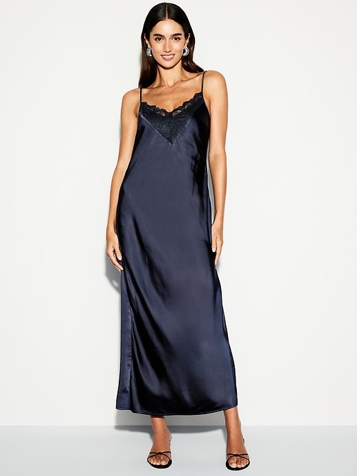 Image number 1 showing, The Occasion by Old Navy Satin V-Neck Maxi Dress