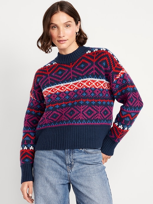 L'image numéro 1 présente Chandail à col montant SoSoft à motif jacquard
