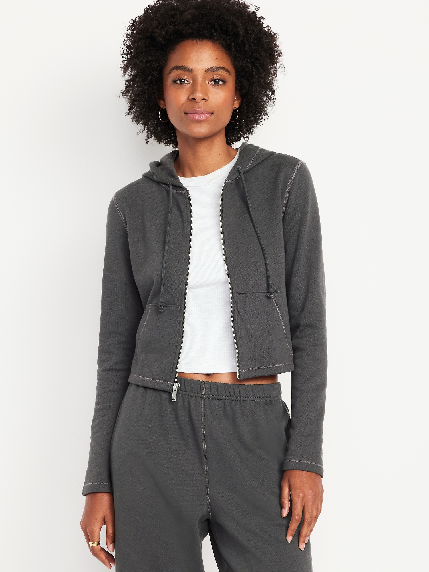 SoComfy Cropped Zip Hoodie Sweatshirt