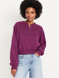 Image number 1 showing, SoComfy Oversized Button-Front Sweatshirt