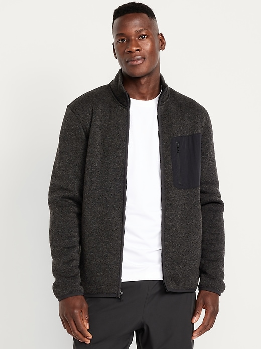 Image number 1 showing, Sherpa-Lined Fleece-Knit Jacket