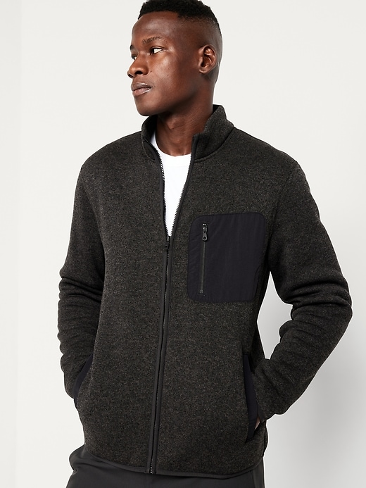 Image number 3 showing, Sherpa-Lined Fleece-Knit Jacket