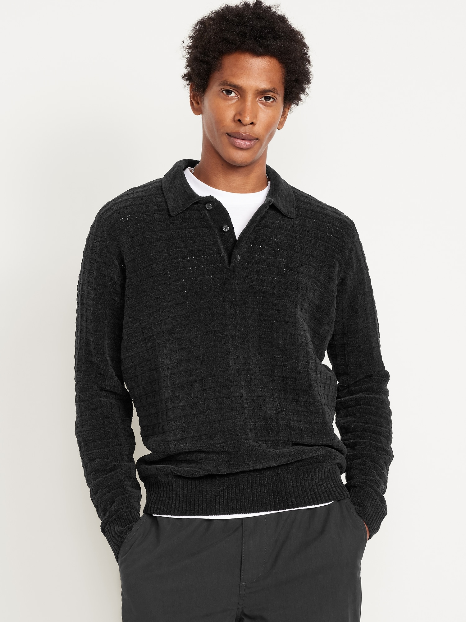 Relaxed Chenille Polo Sweater