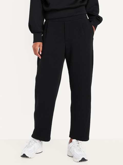 High-Waisted Bounce Fleece Barrel Sweatpants - Black Jack