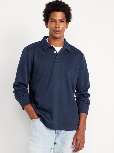 Polo en tricot côtelé à manches longues