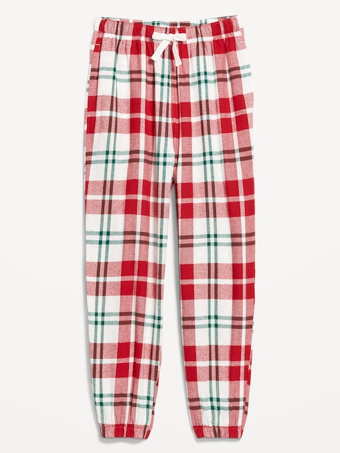Pantalon de pyjama style jogging en flanelle à carreaux pour femme