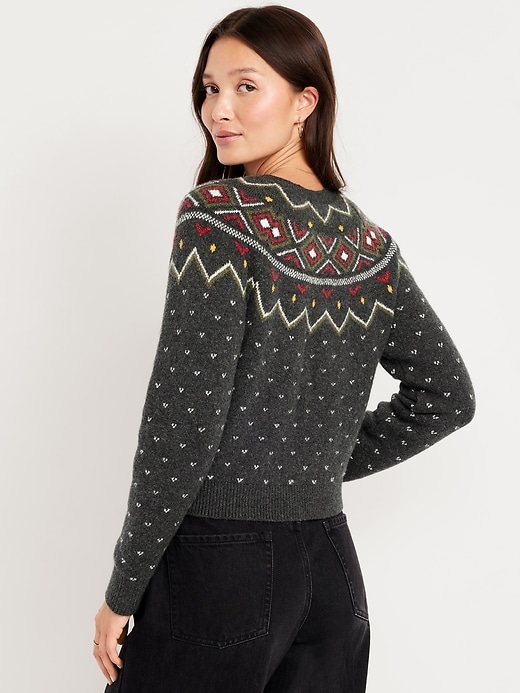 L'image numéro 2 présente Cardigan court en tricot côtelé SoSoft à motif jacquard