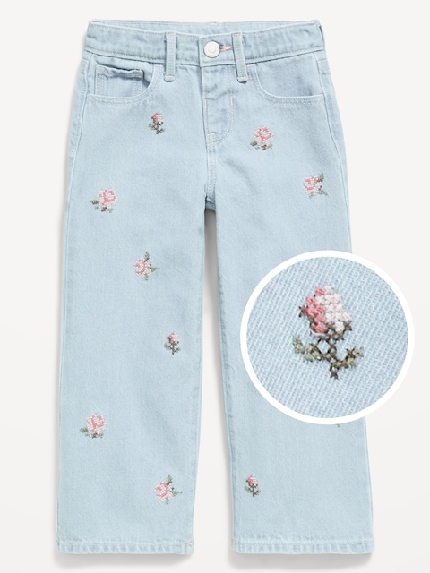 Baggy Embroidered Wide-Leg Jeans for Toddler Girls