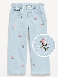 Image number 1 showing, Baggy Embroidered Wide-Leg Jeans for Toddler Girls