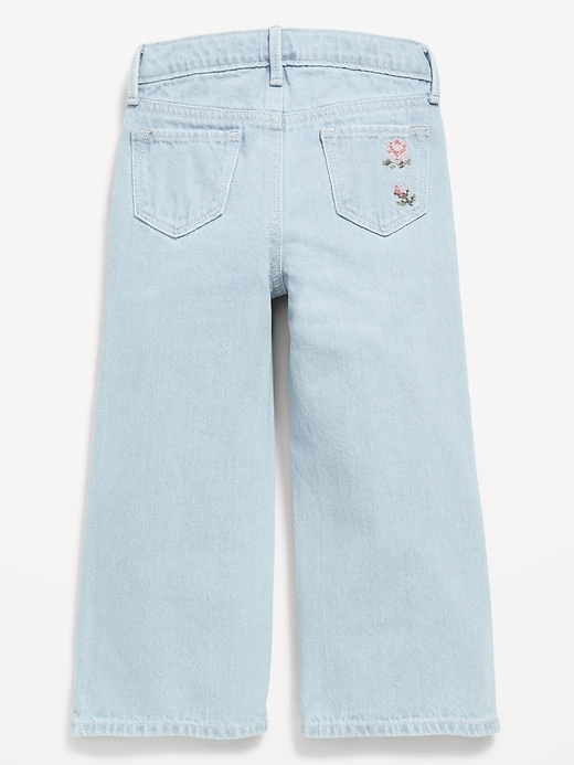 Image number 2 showing, Baggy Embroidered Wide-Leg Jeans for Toddler Girls
