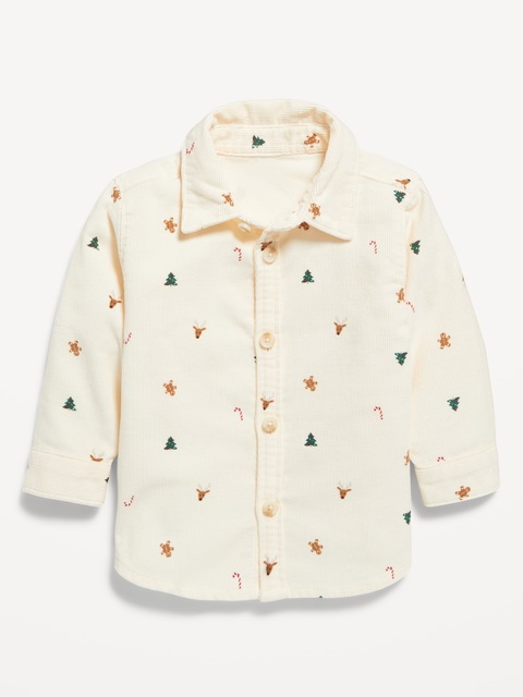 Printed Long-Sleeve Corduroy Shirt for Baby