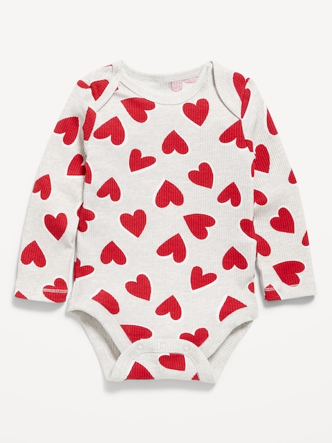 Printed Long-Sleeve Ribbed Bodysuit for Baby