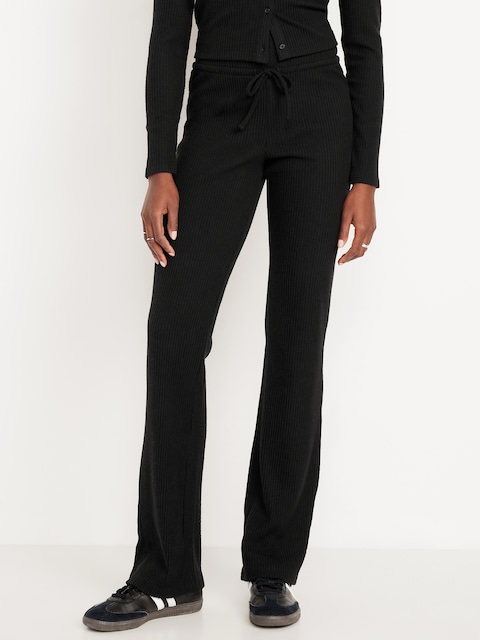 Legging côtelé évasé NuageConfo à taille très haute - Noir De Jais
