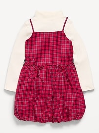 Image number 1 showing, Mock-Neck Top and Plaid Bubble Dress Set for Toddler Girls
