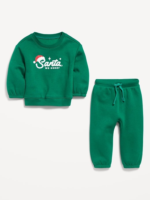 L'image numéro 2 présente Ensemble de chandail en coton ouaté à imprimé et pantalon en coton ouaté pour bébé
