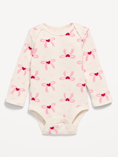 Printed Long-Sleeve Ribbed Bodysuit for Baby