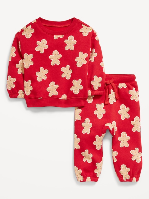 Graphic Sweatshirt and Sweatpants Set for Baby - Gingerbread Man