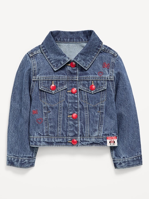 Image number 1 showing, Disney© Minnie Mouse Cropped Trucker Jean Jacket for Toddler Girls