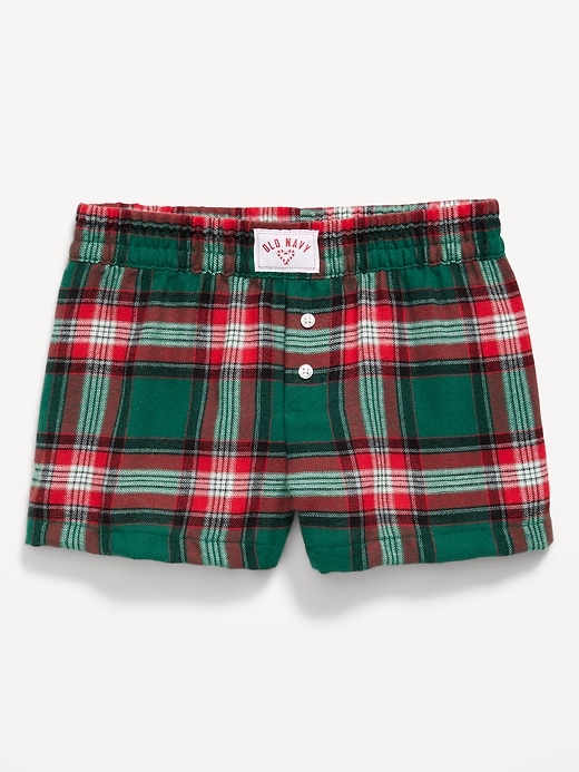 Image number 2 showing, Flannel Plaid Boxer Pajama Shorts for Girls