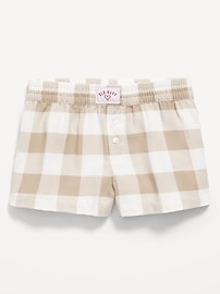 Image number 1 showing, Flannel Plaid Boxer Pajama Shorts for Girls