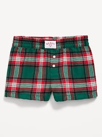 Image number 2 showing, Flannel Plaid Boxer Pajama Shorts for Girls