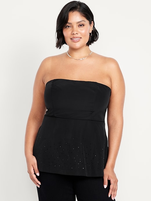 Image number 7 showing, Beaded Taffeta Peplum Tube Top