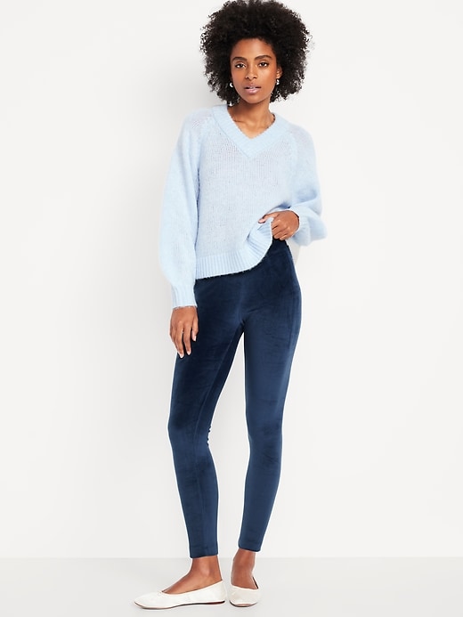 Image number 1 showing, High-Waisted Velour Fashion Ankle Leggings