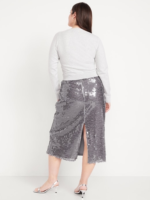 L'image numéro 7 présente Jupe droite mi-longue à taille haute à paillettes