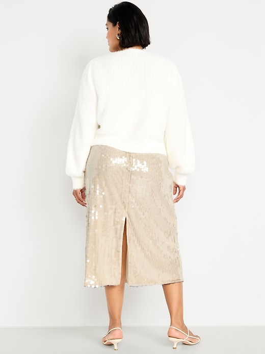 L'image numéro 10 présente Jupe droite mi-longue à taille haute à paillettes