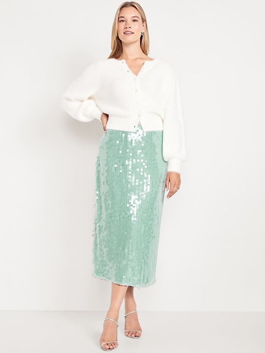 Image number 6 showing, High-Waisted Sequin Midi Pencil Skirt