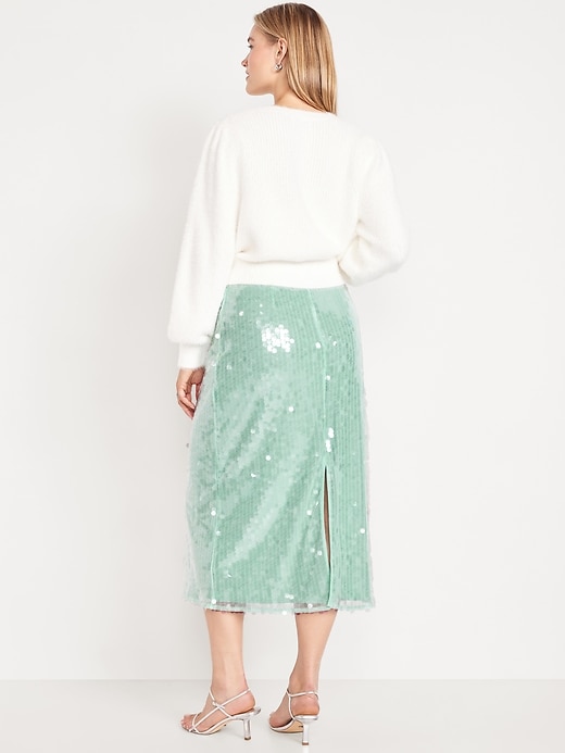 Image number 7 showing, High-Waisted Sequin Midi Pencil Skirt