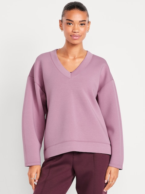 Bounce Fleece V-Neck Cocoon Sweatshirt - Dusk Bloom