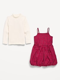 Image number 2 showing, Mock-Neck Top and Plaid Bubble Dress Set for Toddler Girls