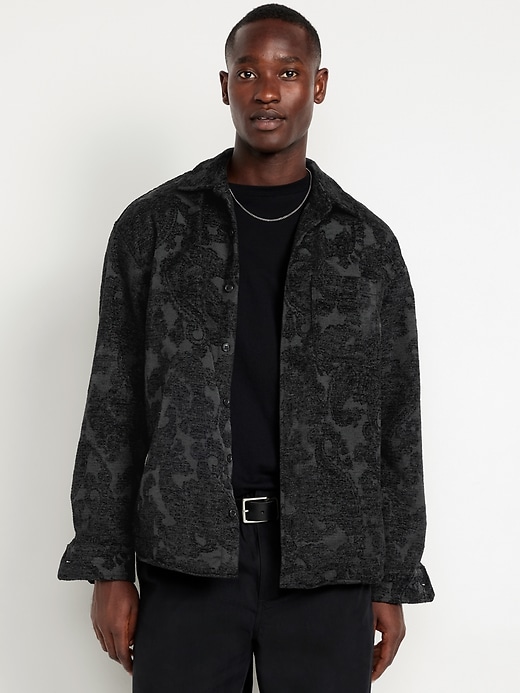 Image number 1 showing, Oversized Button-Down Jacquard Shirt