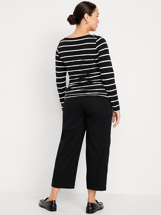 Image number 3 showing, Maternity Rollover Waist Barrel Leg Ankle Pants