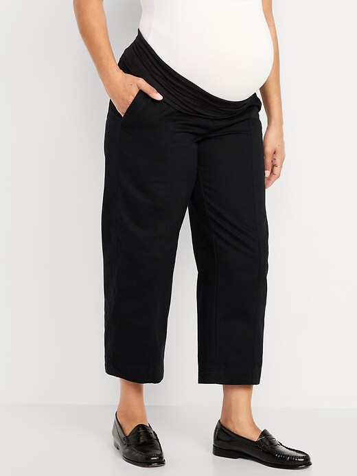 Image number 2 showing, Maternity Rollover Waist Barrel Leg Ankle Pants