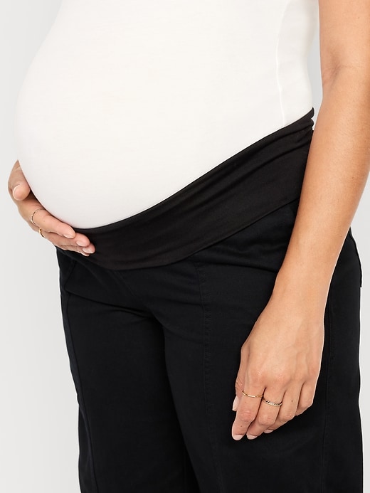 Image number 5 showing, Maternity Rollover Waist Barrel Leg Ankle Pants