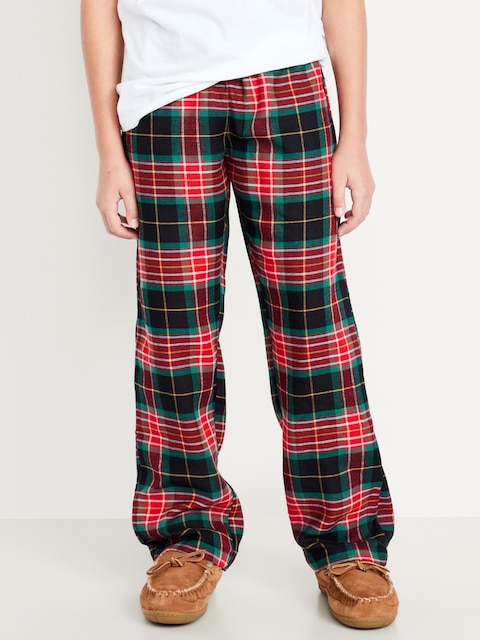 Pantalon de pyjama en flanelle à carreaux unisexe pour Enfant - Carreaux Rouges Et Noirs