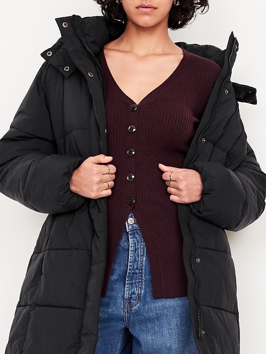Image number 6 showing, Water-Resistant Quilted Long Puffer Jacket