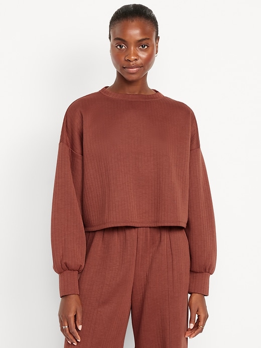 Image number 1 showing, Bounce Fleece Quilted Crew-Neck Top