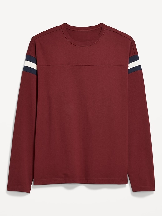 L'image numéro 4 présente T-shirt épais de style football à manches longues