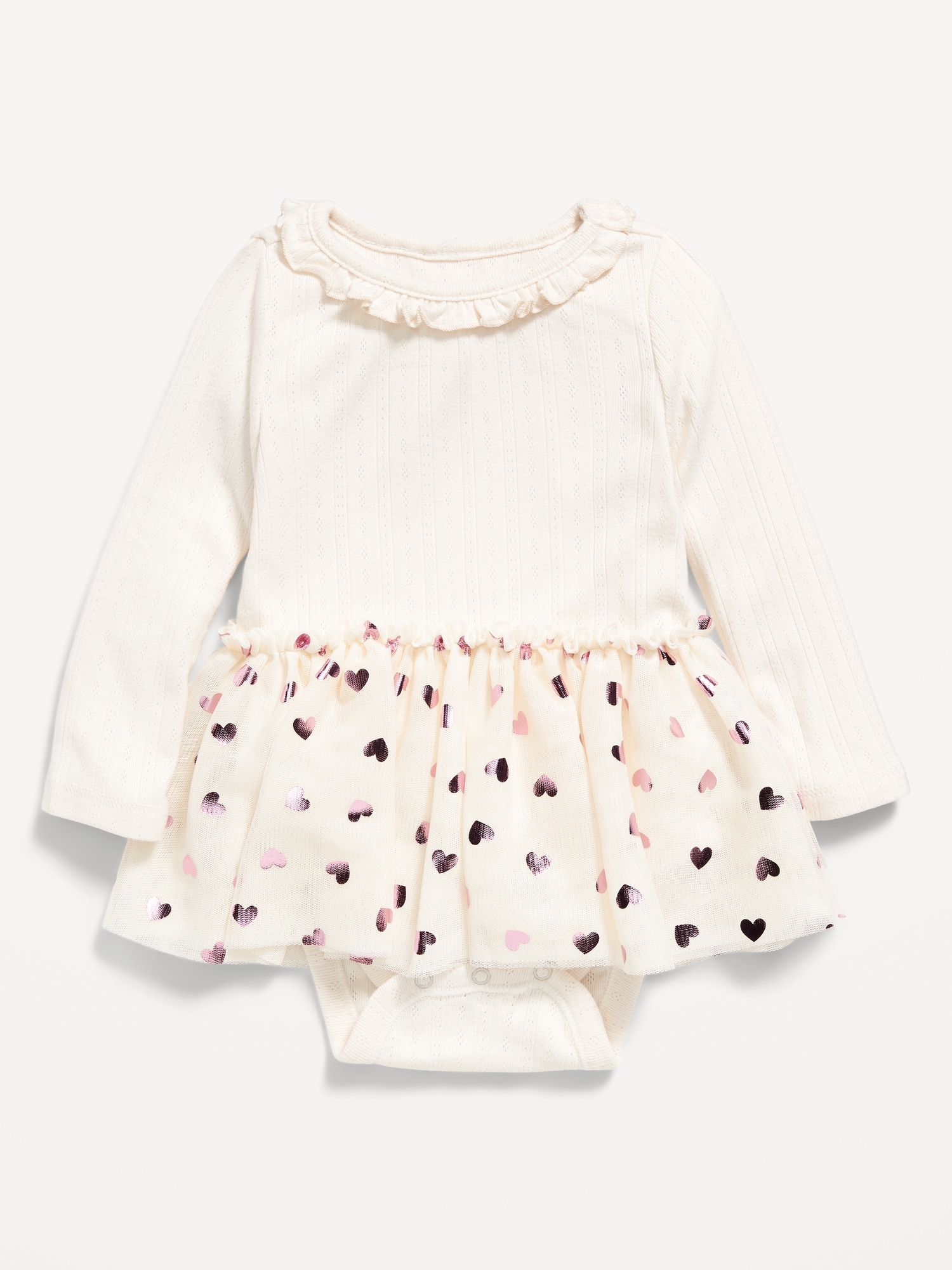 Long-Sleeve Ribbed Bodysuit Tutu Dress for Baby