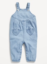 Image number 1 showing, Sleeveless Heart-Pocket Jean Jumpsuit for Baby