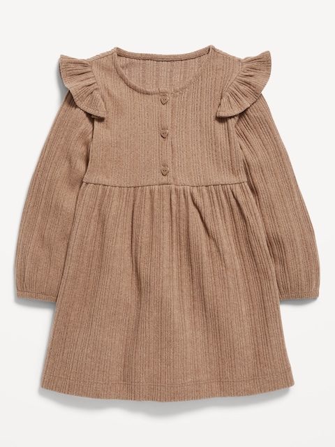 Long-Sleeve Cozy-Knit Dress for Toddler Girls - Driftwood