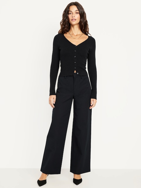 Pantalon Pixie à jambe ultra-large à taille haute - Noir De Jais