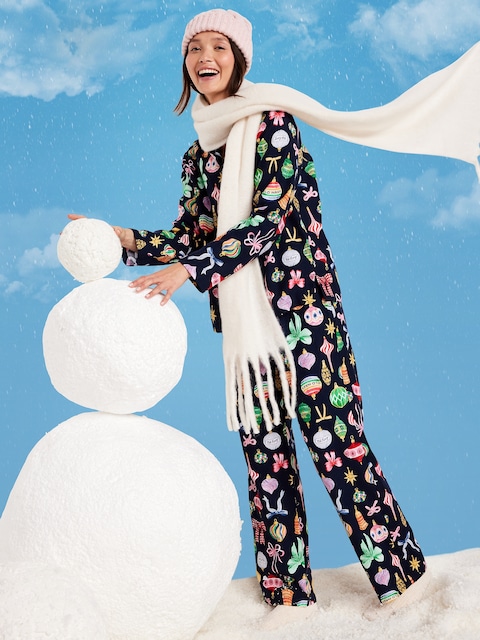 Printed Flannel Pajama Pant Set for Women - Ornaments (Match The Fam!)