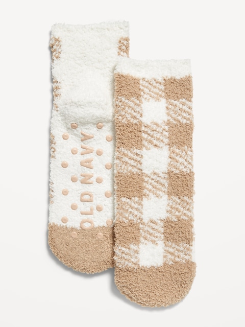 Gender-Neutral Cozy Socks for Kids - Neutral Plaid