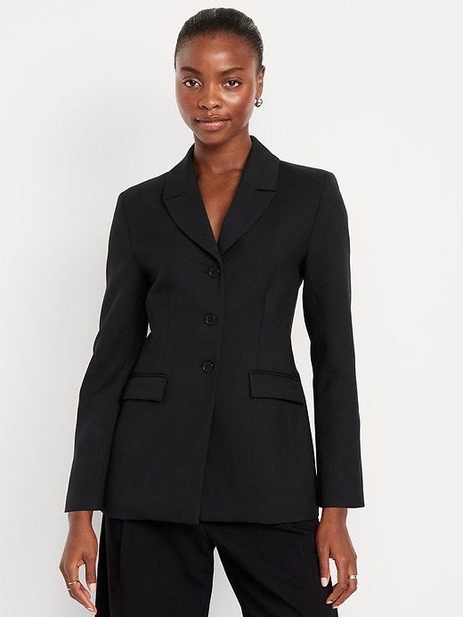 L'image numéro 1 présente Blazer ajusté boutonné sur le devant