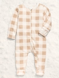 Image number 1 showing, 2-Way-Zip Sleep & Play Microfleece Footed One-Piece for Baby
